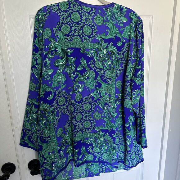 Maggie Shepherd Australia Blue Floral Skirt Blouse Set VTG 1980'sLagenlook XL - Picture 3 of 6